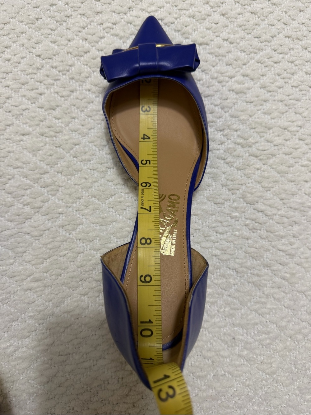 Salvatore Ferragamo Blue Leather Rietta Bow D'orsay Pointed Toe Women’s Size 10 - Picture 16 of 16